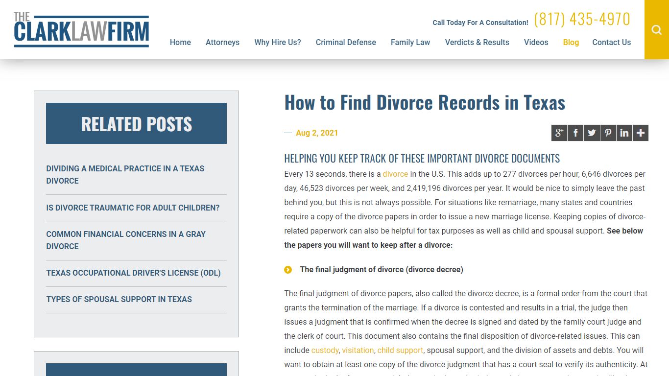 How to Find Divorce Records in Texas | The Clark Law Firm